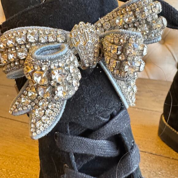 Kurt Geiger London Size 7.5 EU 38 Sutton Bow Boots Suede Lug Buckles Lug Grunge - Picture 9 of 15